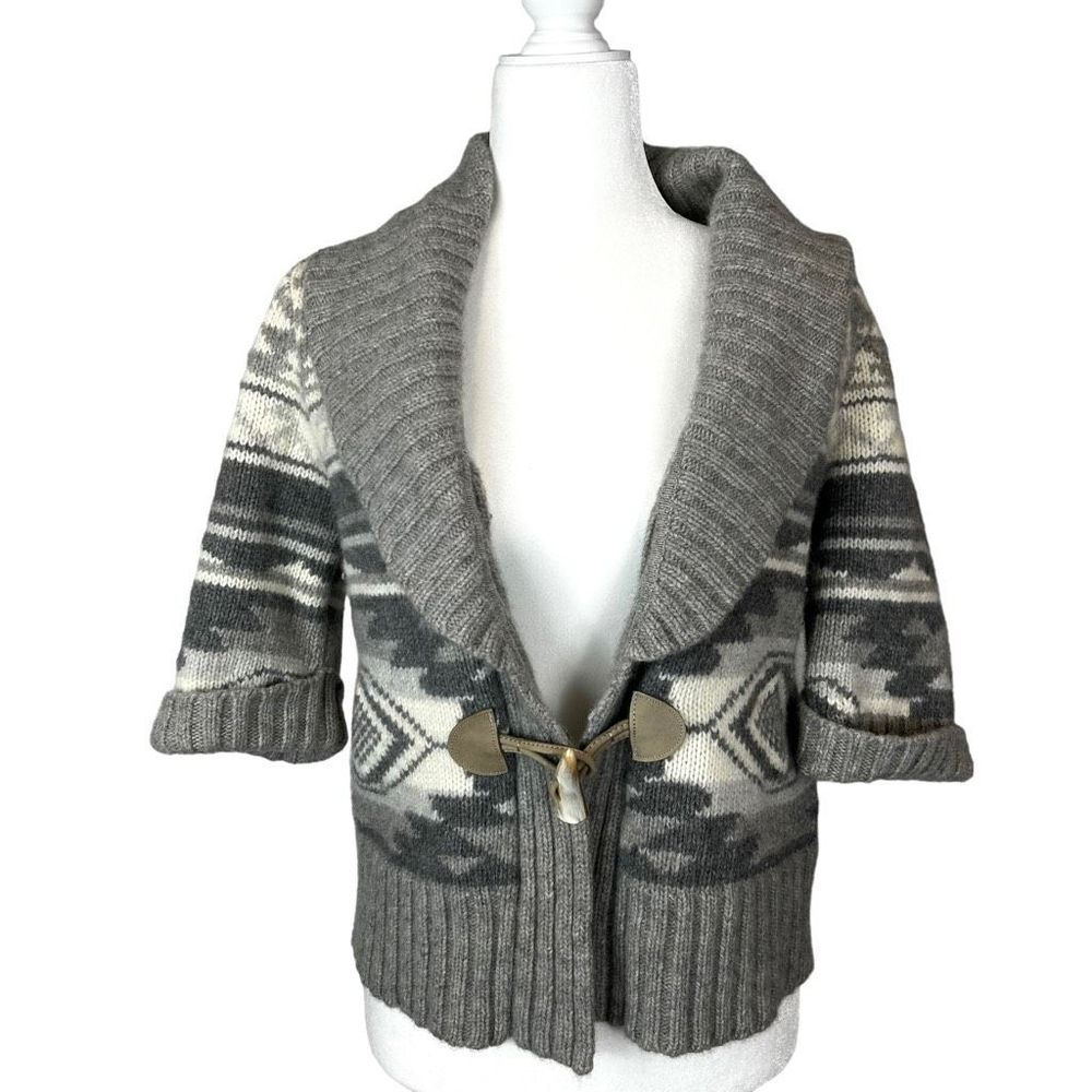 Lauren Ralph Lauren Women Wool
Angora Southwestern Cardigan Sweater Short Sleeve